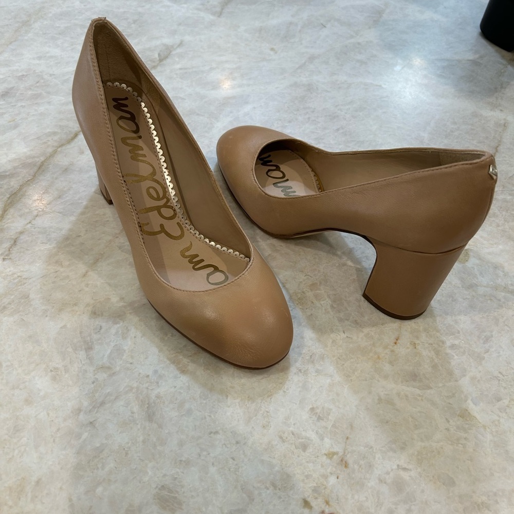 Sam Edelman Tan Block Heel Pumps